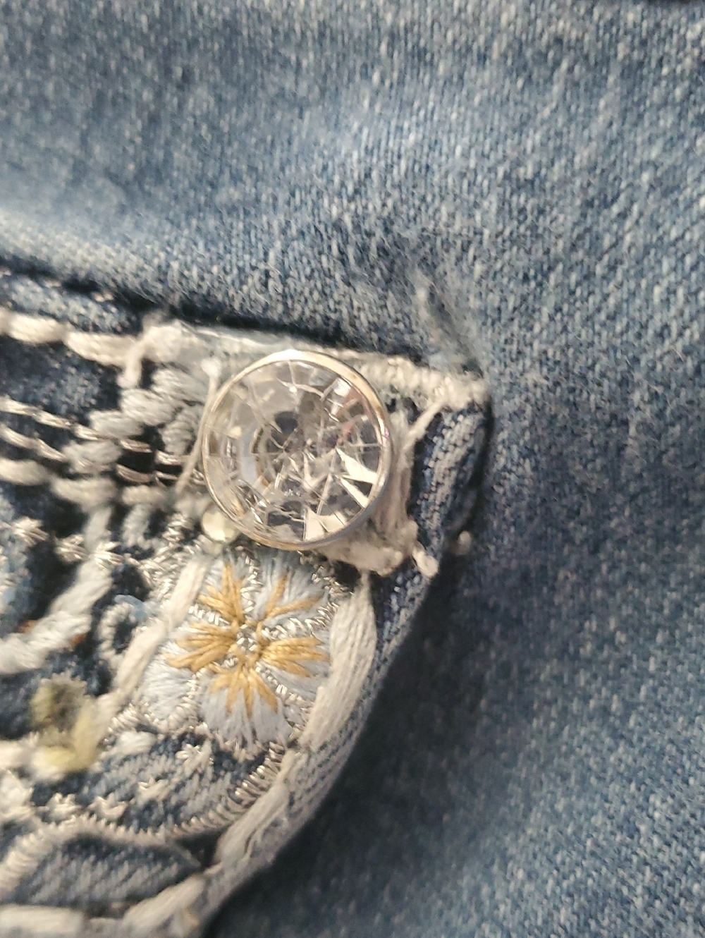 Apt. 9  Beautifully Embelished Women's Light Blue Flare Jeans - Picture 8 of 15